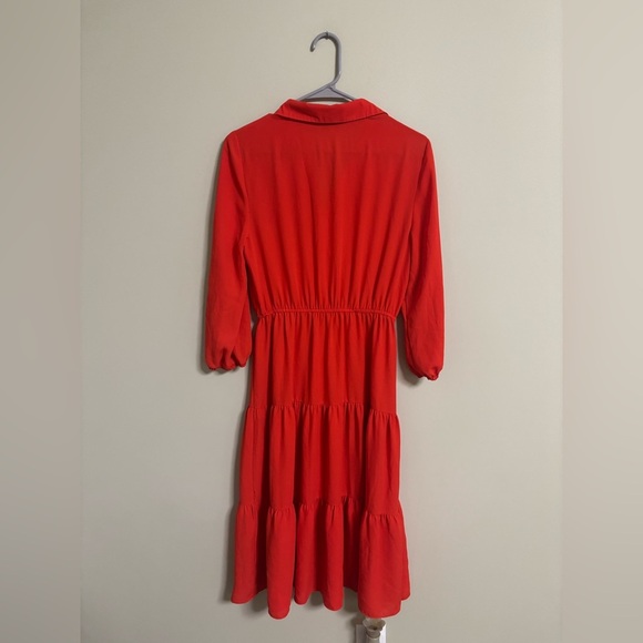 Nanette Lepore Button Front Long Sleeve Tiered Sheer Shirt Dress Size 4 - Picture 2 of 6